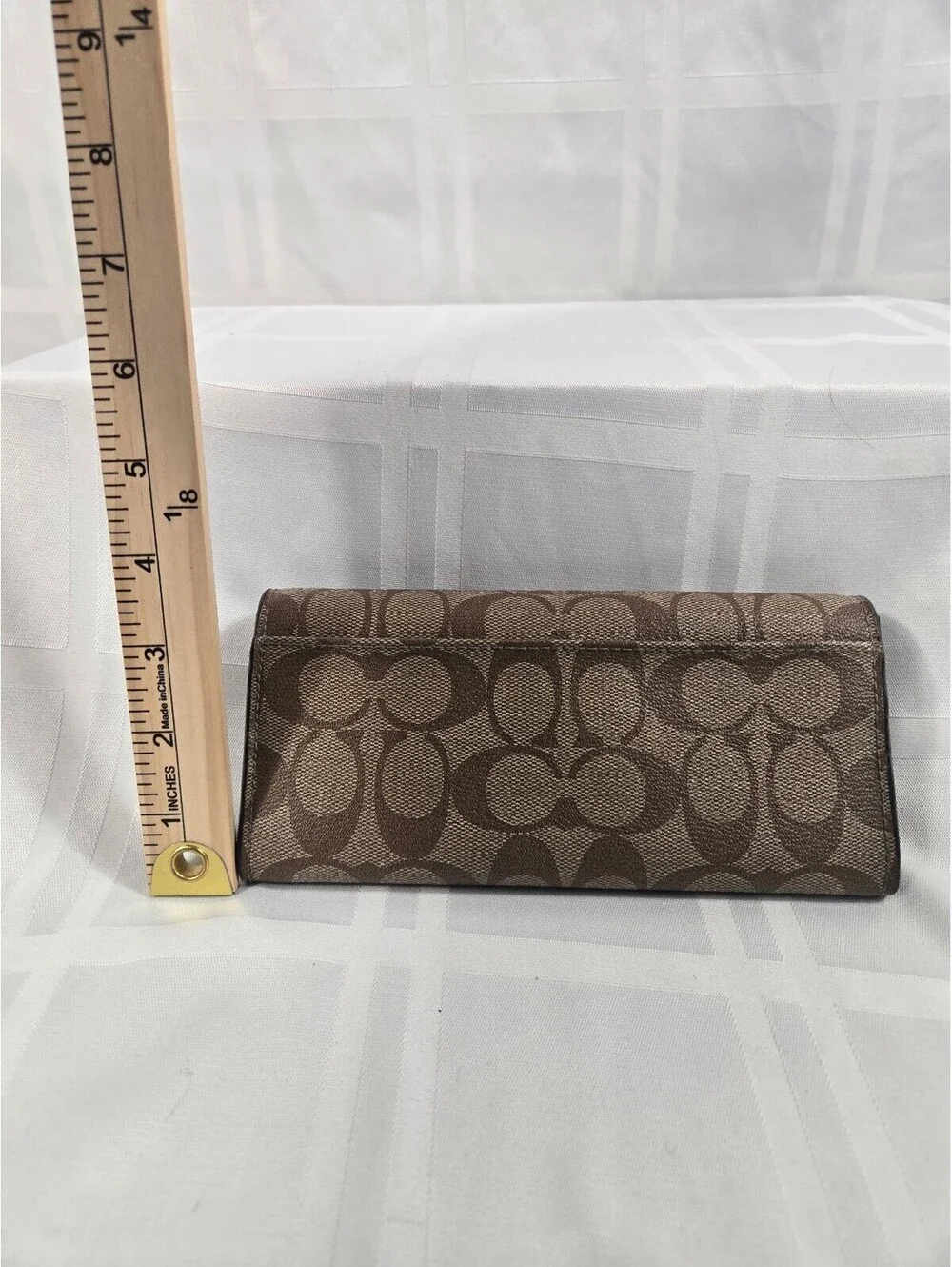 Beautiful Coach Peyton Signature Slim Envelope Wallet Khaki